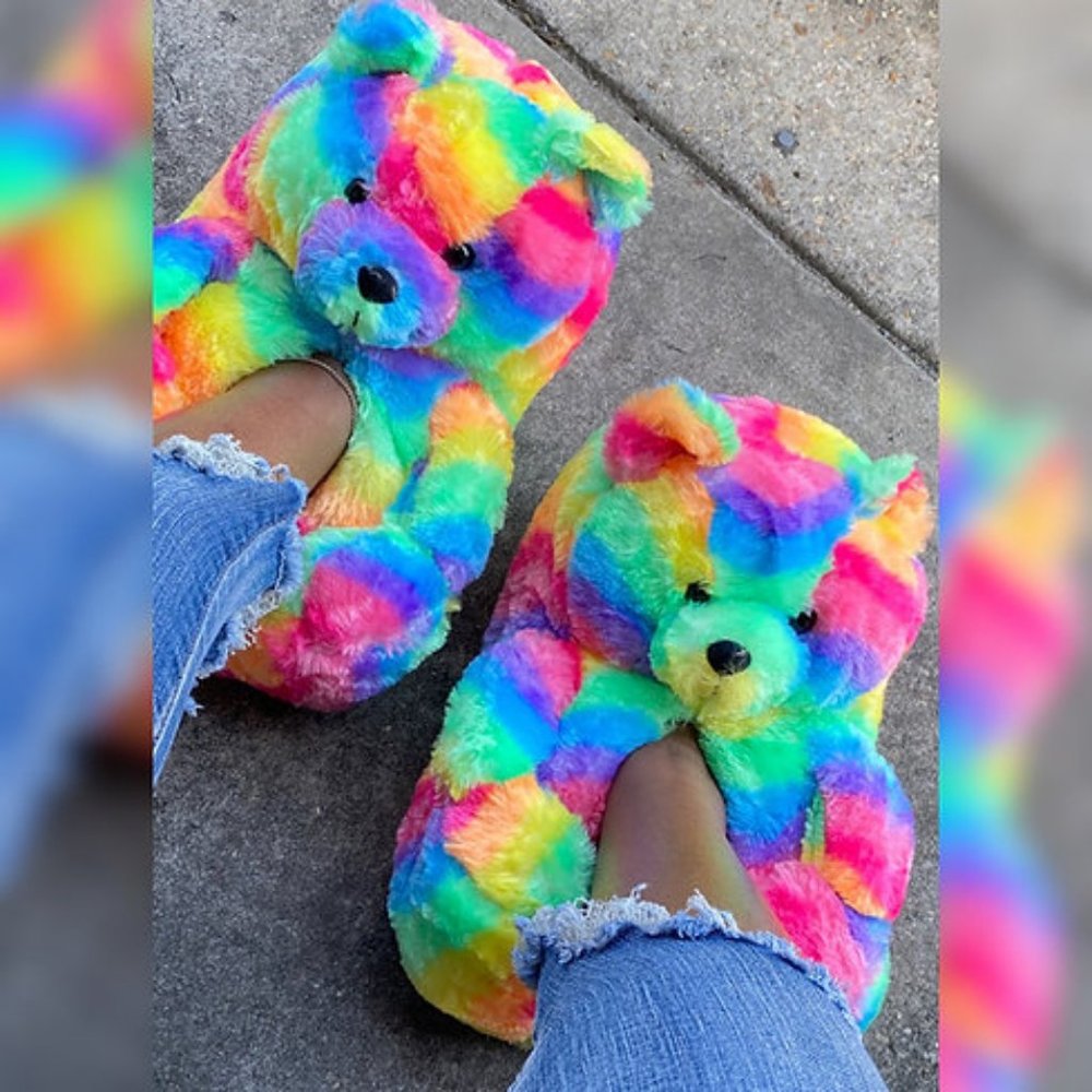 Colorful Bear Slippers